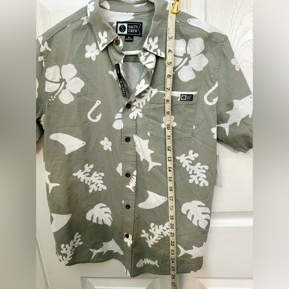 Salty Crew Green and White Kids Button Down Shirt